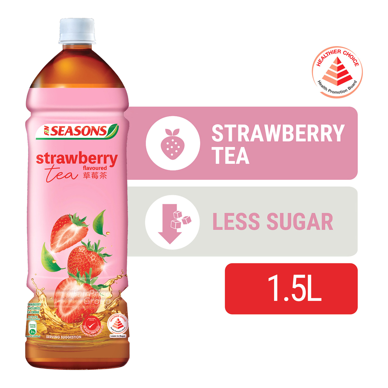 F&N Seasons Bottle Drink - Strawberry Tea (Less Sugar) | NTUC