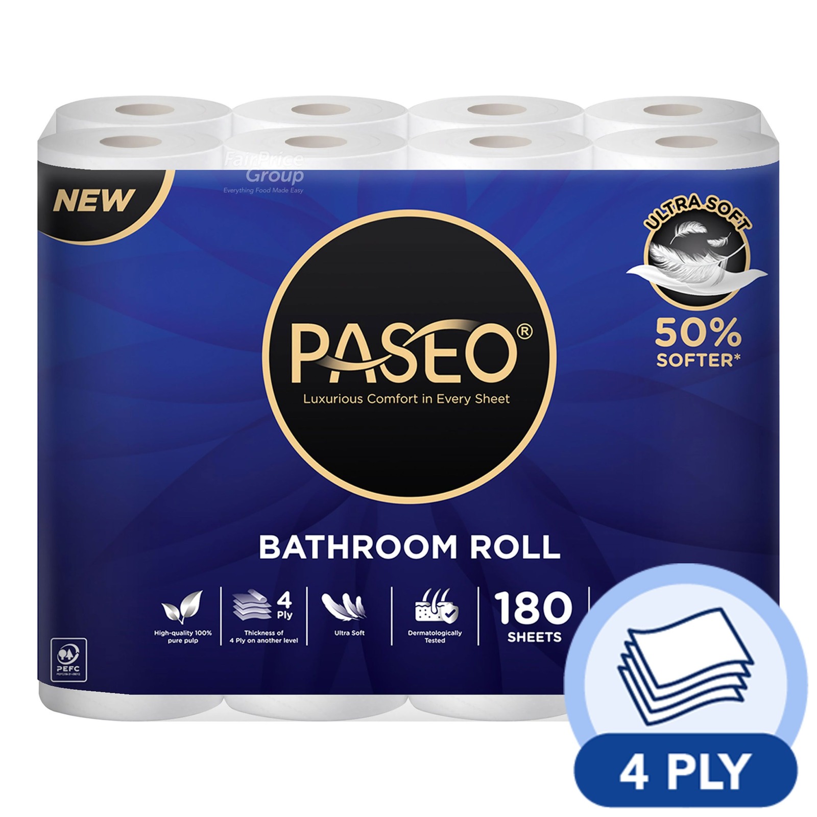 Pure Pulp Paseo Luxury Bathroom Tissue Pure Pulp - 4 Ply | NTUC FairPrice
