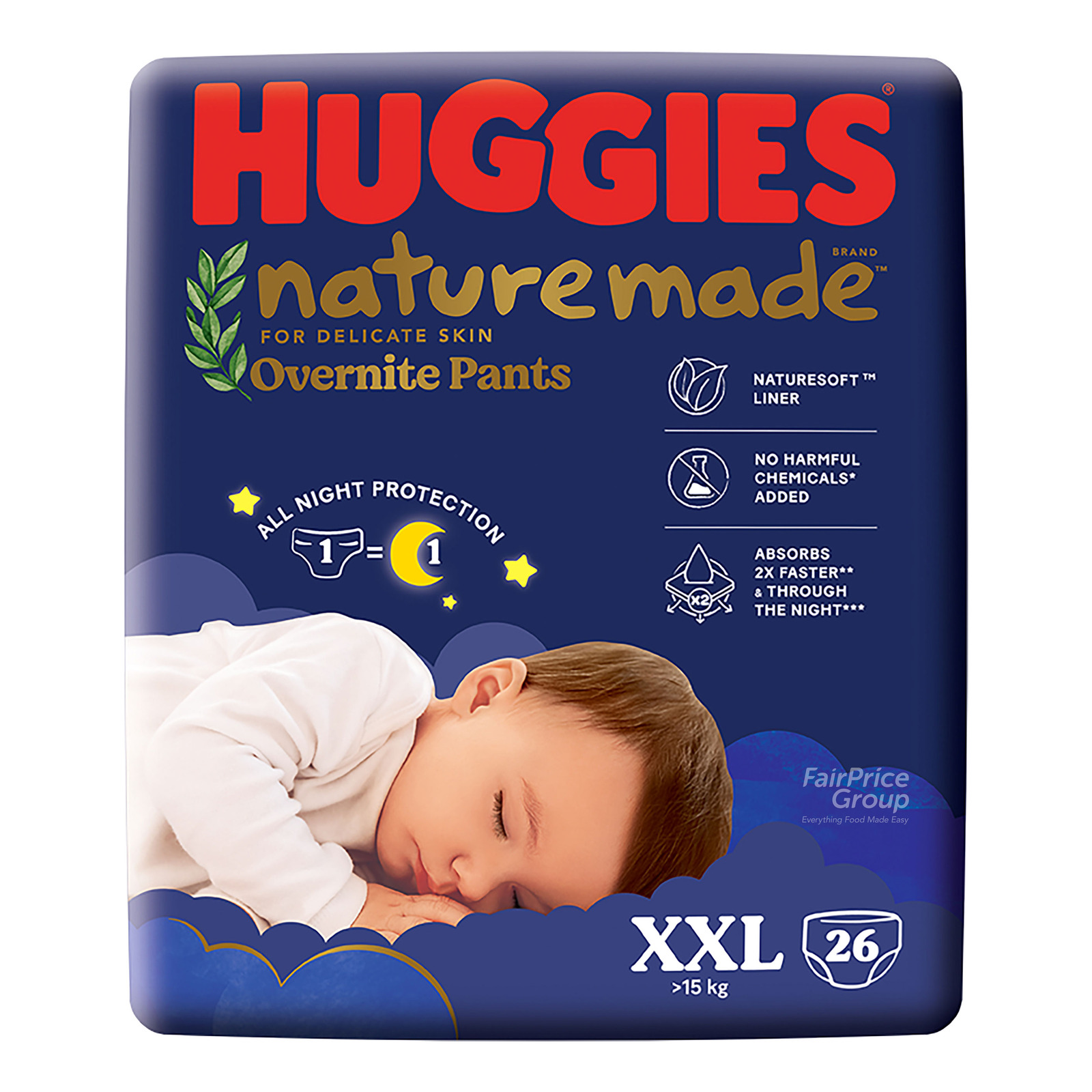 Huggies Baby Diaper Naturemade Overnite Pants - XXL(15kg above