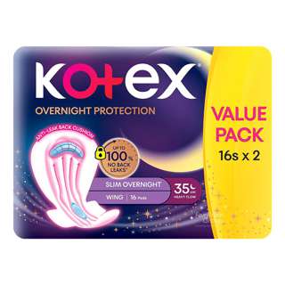 Kotex Soft & Smooth Slim Overnight Wing Pads - 35cm