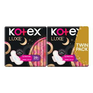 Kotex Luxe Ultrathin Overnight Wing Pads Twin Pack (28cm)