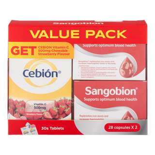 Sangobion Iron Supplements + Cebion Vitamin C Orange Bundle