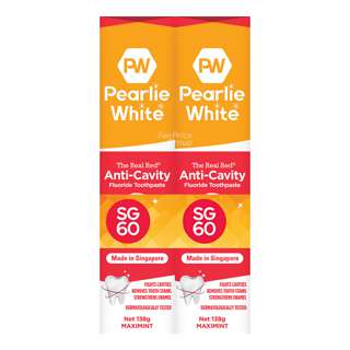 Pearlie White Fluoride Toothpaste - The Real Red Anti-Cavity