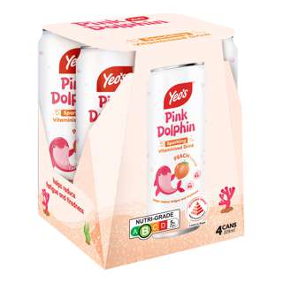 Yeo's Pink Dolphin Sparkling Water Can Drink - Peach