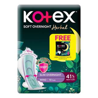 Kotex Soft Overnight Herbal Pad - 41cm + Free Panty