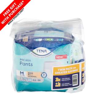 TENA Pants Normal Unisex Adult Diapers - M + Free Wipes
