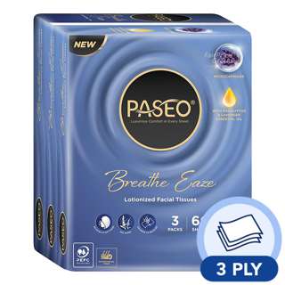 Paseo Breathe Eaze Lotionized Facial Tissue - 3ply
