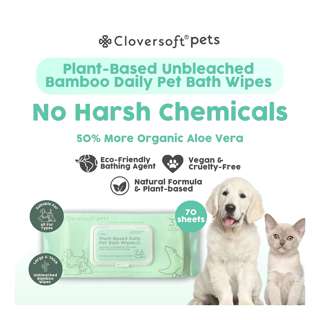 Cloversoft Plant Based Daily Bath Pet Wipes - Unscented
