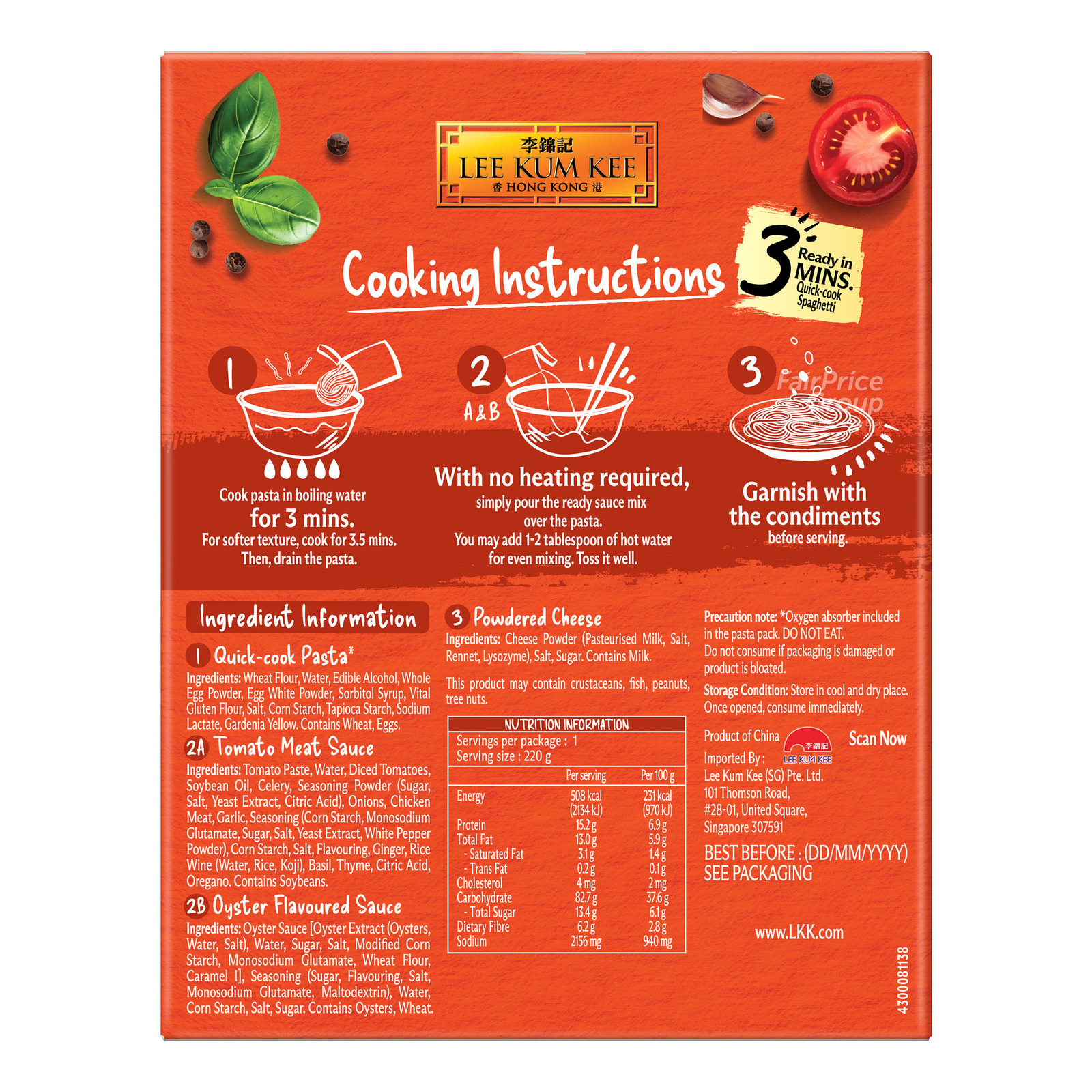 Lee Kum Kee Pasta - Pomodoro with Oyster Sauce | NTUC FairPrice