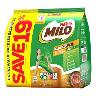 Milo Chocolate Malt Drink Powder with Milk - Gao Kosong (Sachet)