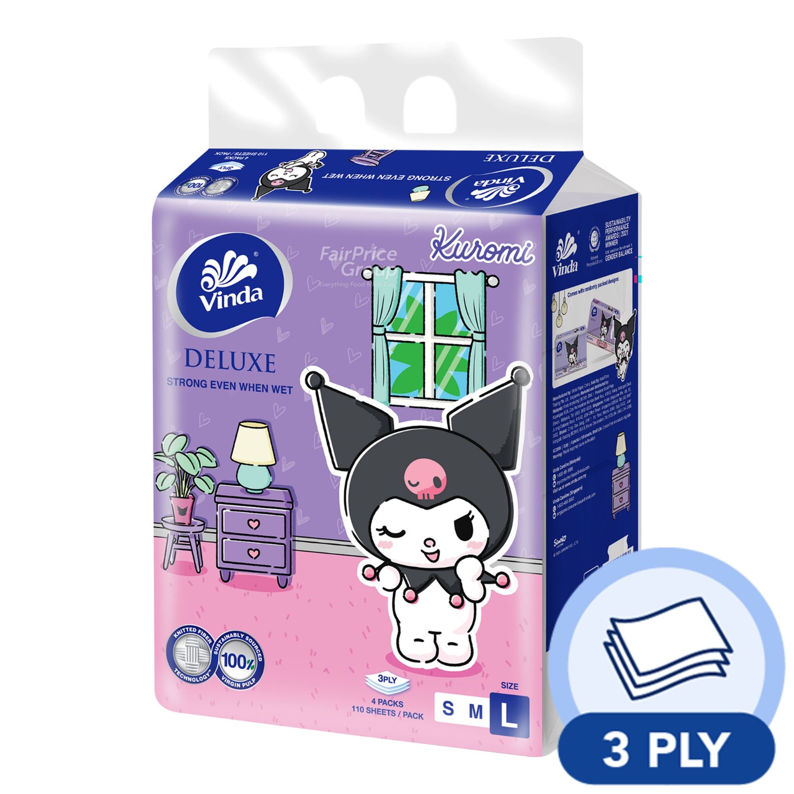 BONEZ CAPI CORE VAN Tissue Box 数量限定品 未開封 Vinda Deluxe Soft Pack Facial Tissue - Kuromi (3 Ply) | NTUC FairPrice