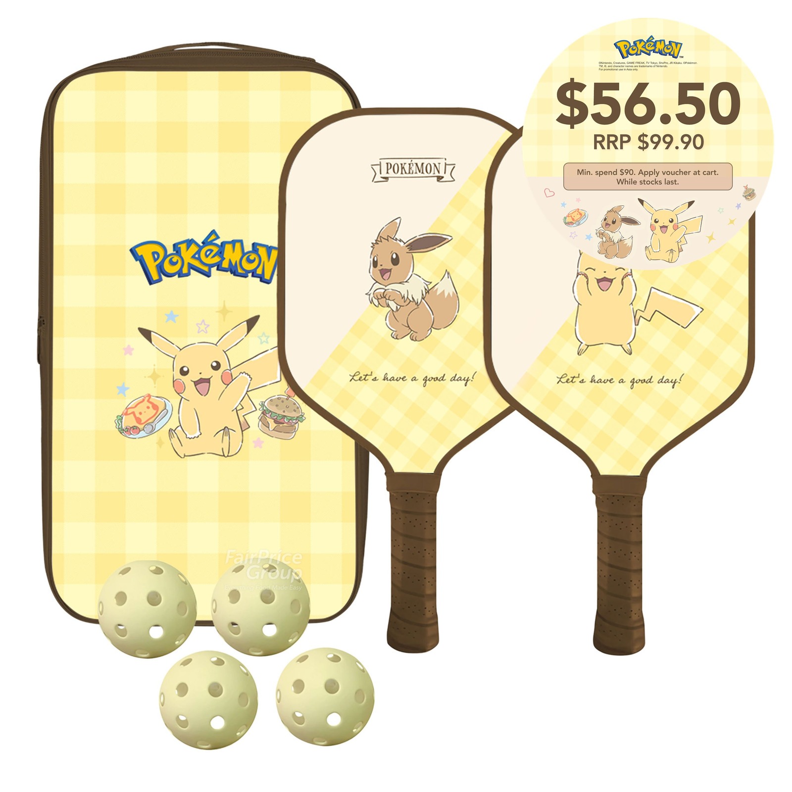 ポケモン ピカチュウ ピックルボール　ラケットセット　2本　シンガポール限定 Pokémon Pickleball Set | NTUC FairPrice