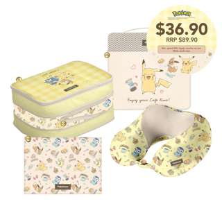 Pokémon Travel Neck Pillow with Expandable Travel Organizer