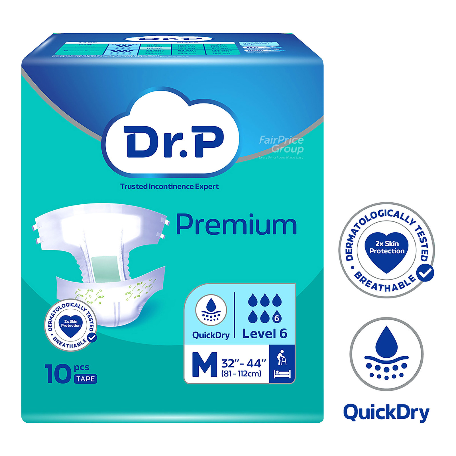 Dr P Premium Adult Diapers Tape - Lv6 (M)