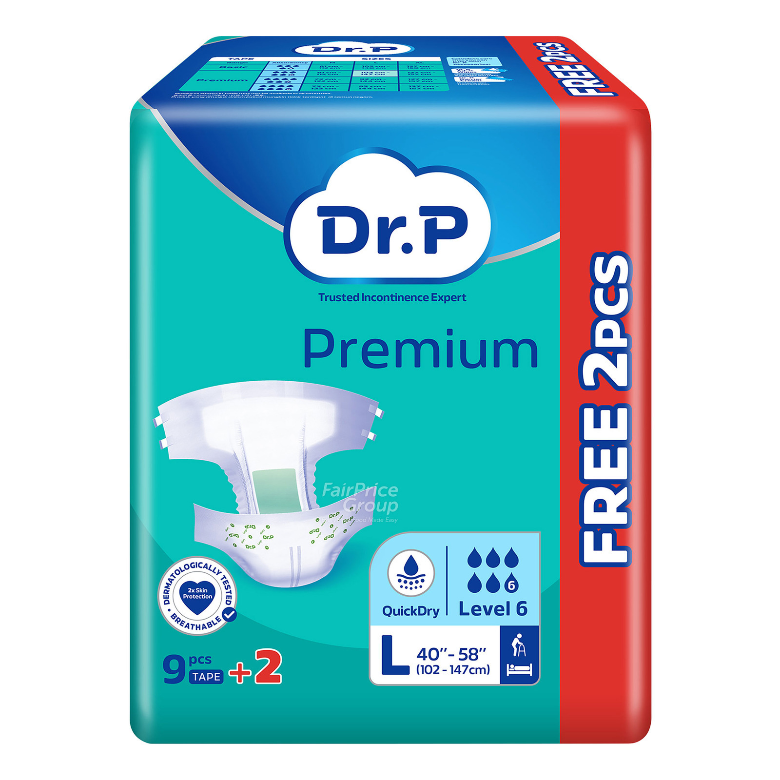 Dr P Premium Adult Diapers Tape - Lv6 (L)