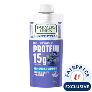Farmers Union Greek Style High Protein Yogurt Pouch - Blueberry
