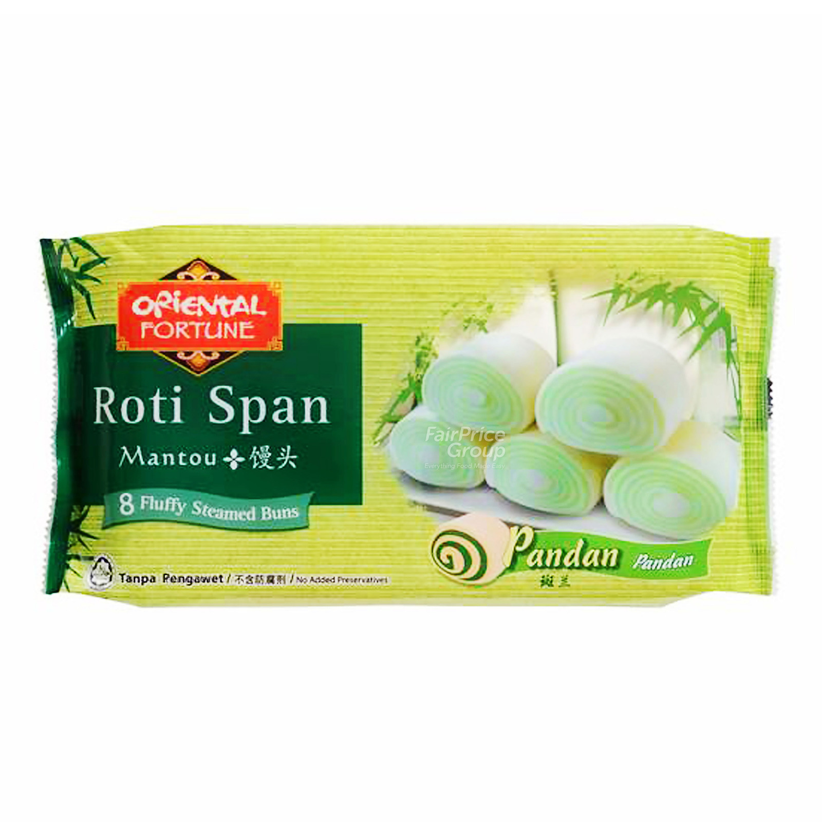 Oriental Fortune Frozen Mantou - Pandan