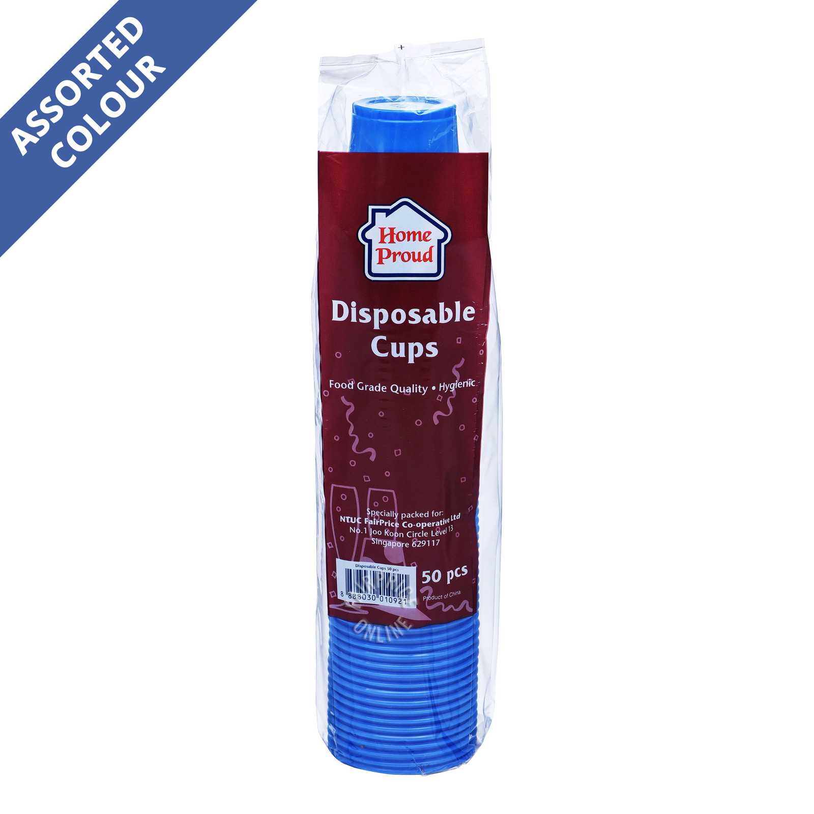 HomeProud Disposable Cups Assorted Colours NTUC FairPrice