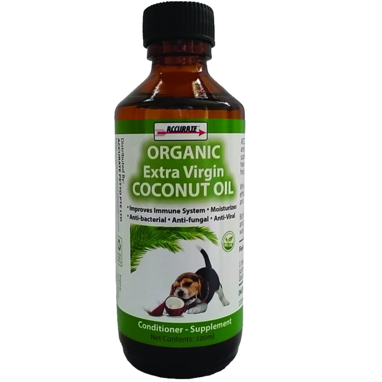 Accurate ACCURATE EXTRA VIRGIN COCONUT OIL 100ML (Pet Use) NTUC FairPrice