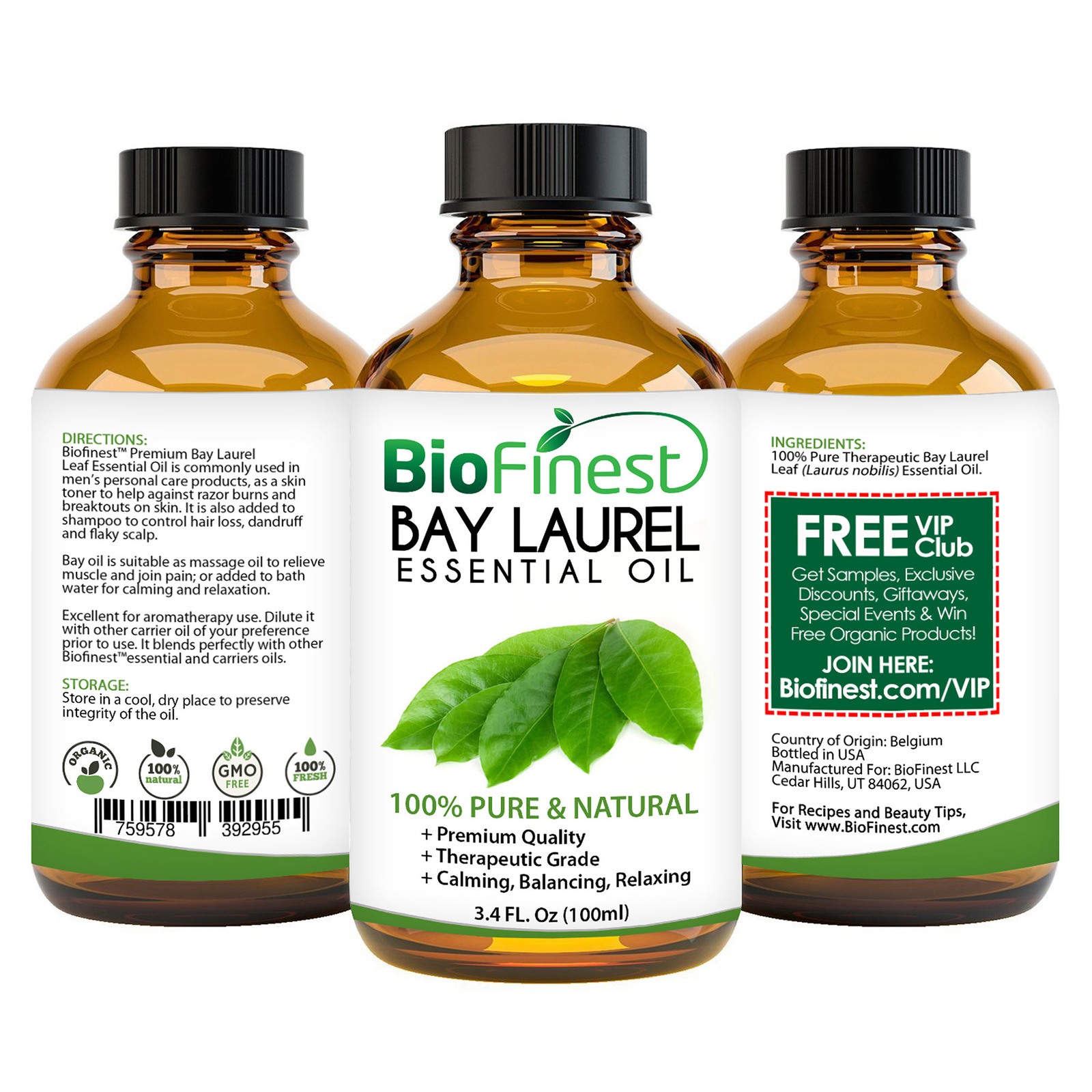 Biofinest Bay Laurel Leaf Essential Oil Organic Pure Undiluted NTUC