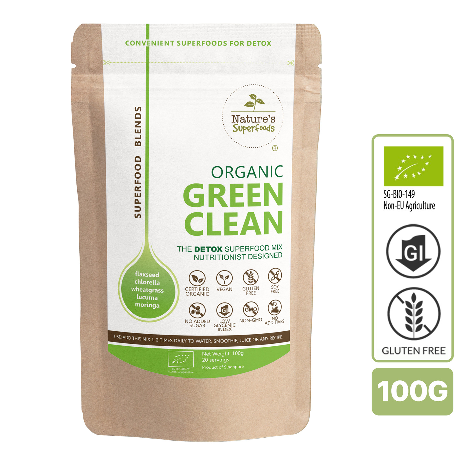 Nature's Superfoods Organic Green Clean Powder Blend (For Detox) NTUC