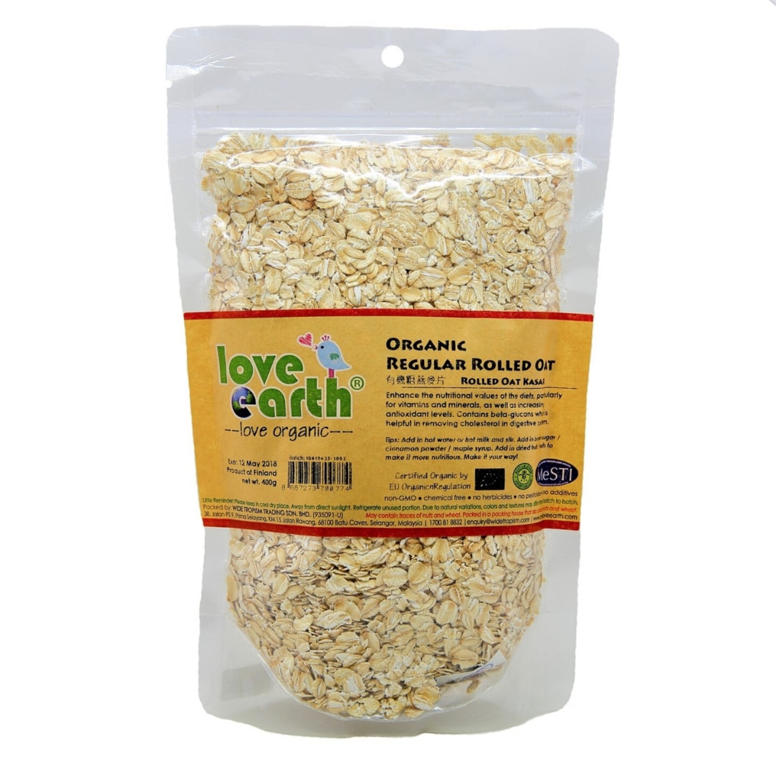 Love Earth Organic Regular Rolled Oat NTUC FairPrice