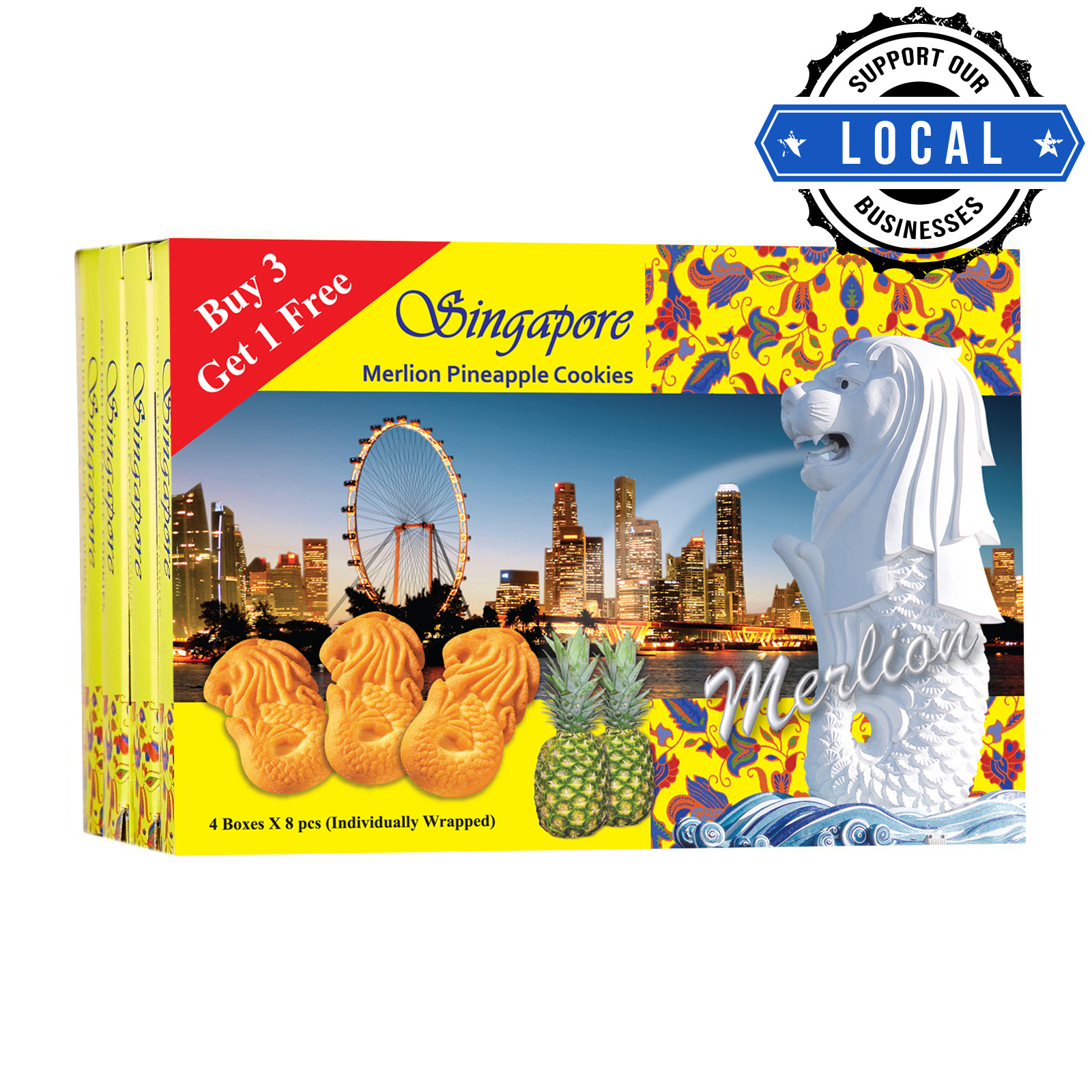 Manly Singapore Merlion Butter Cookies - Pineapple (3 + 1)