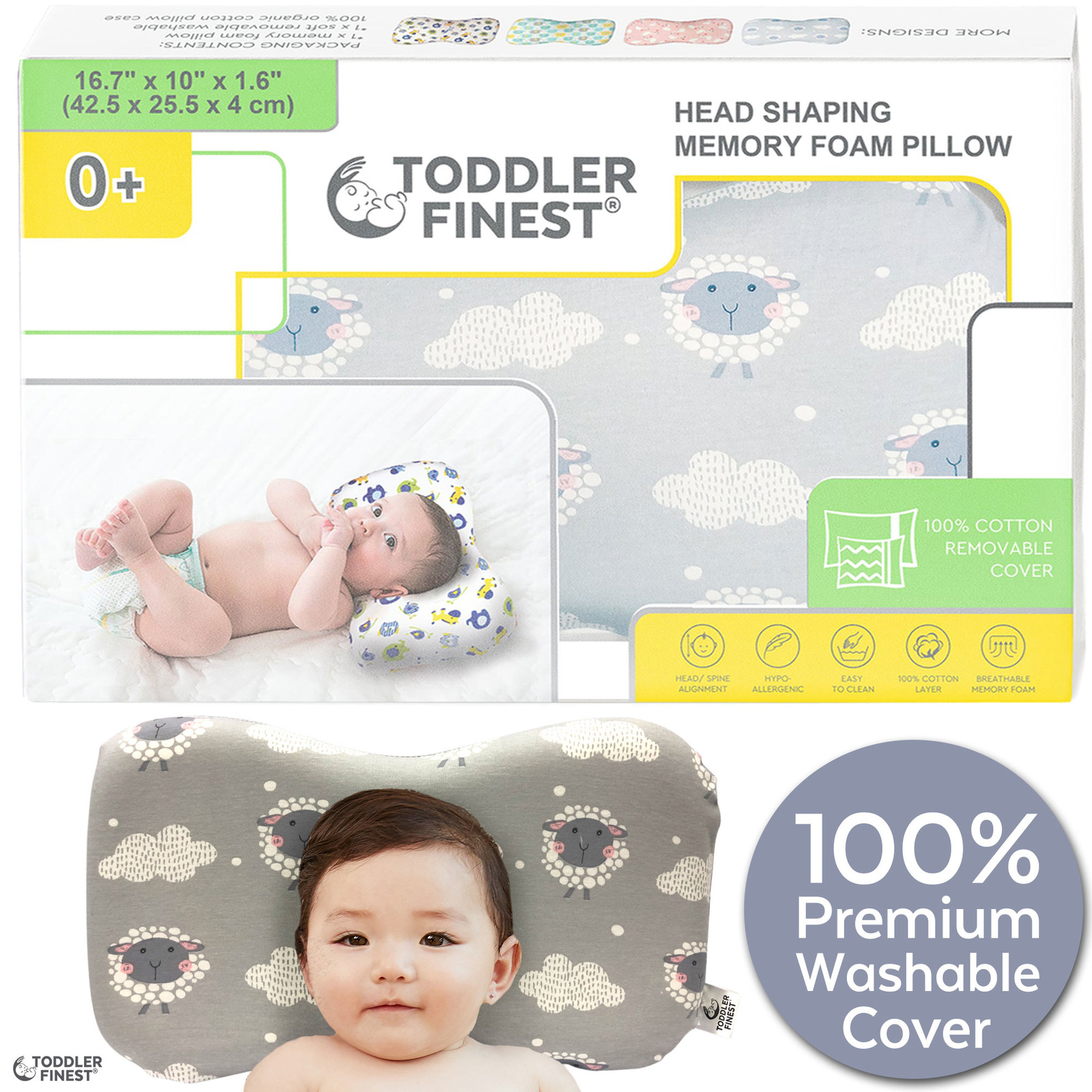 ToddlerFinest Baby Head Shaping Pillow Memory Foam (Sheep) NTUC