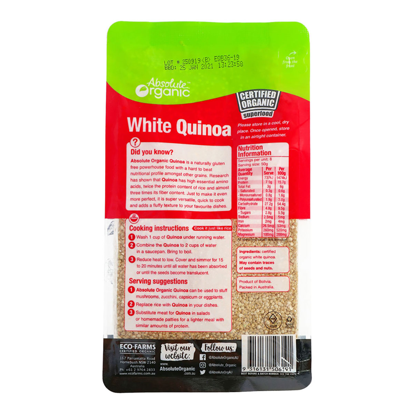 Absolute Organic White Quinoa Ntuc Fairprice