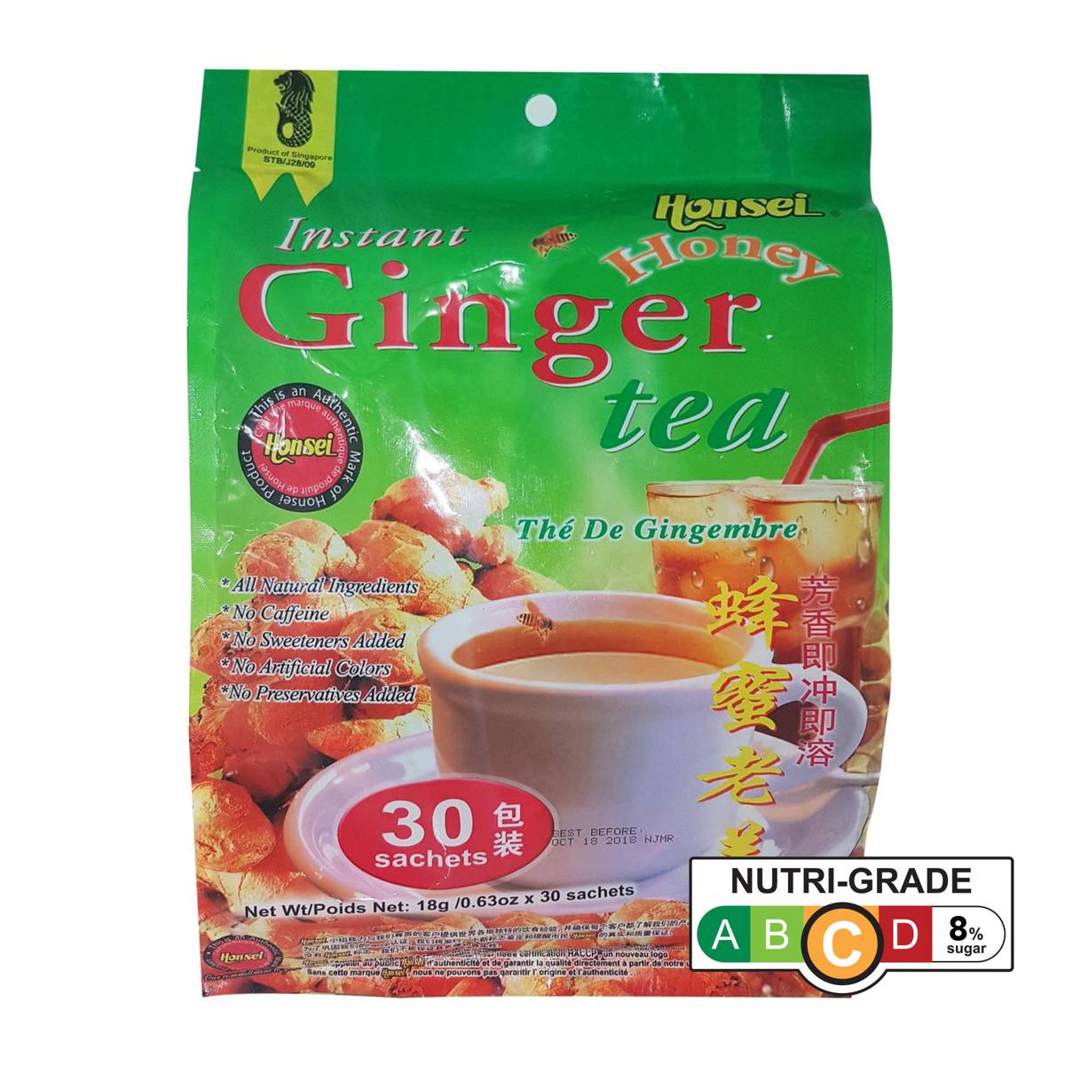 Honsei Instant Honey Ginger Tea 18g x 30s NTUC FairPrice
