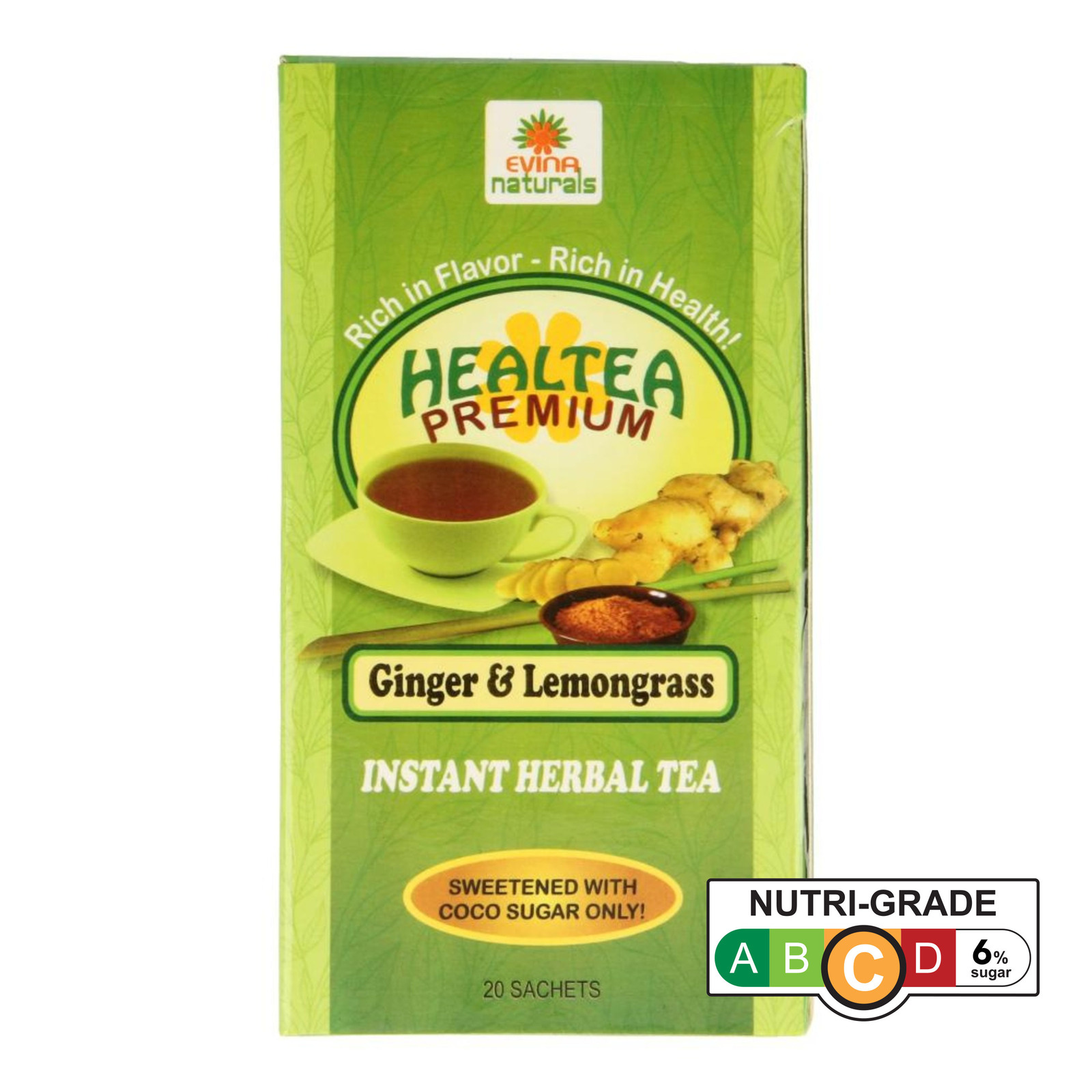 Evina Naturals Premium Ginger & Lemongrass Herbal Tea 20 x 7g NTUC