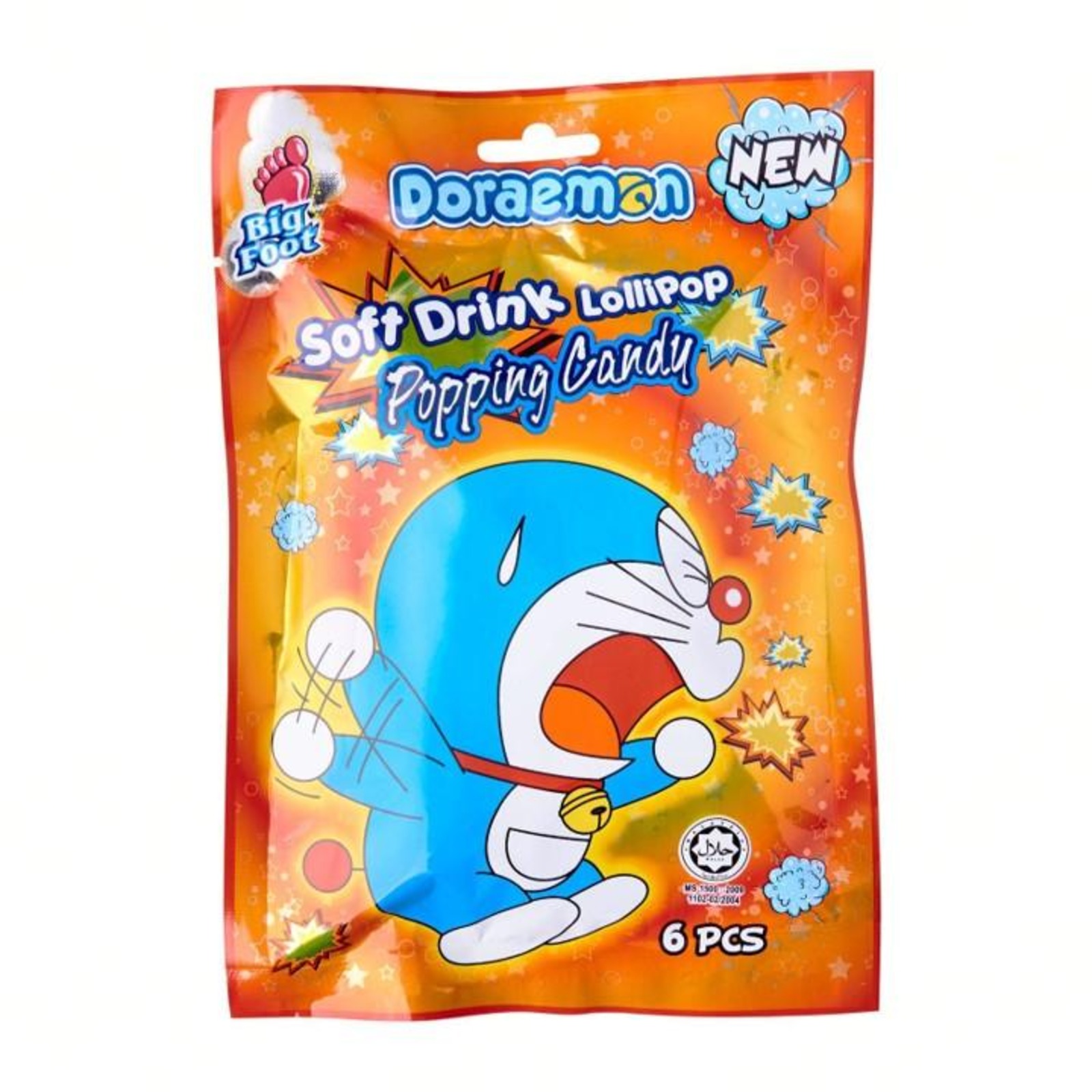 Big Foot Doraemon Soft Drink Lollipop Popping Candy 6Pcs