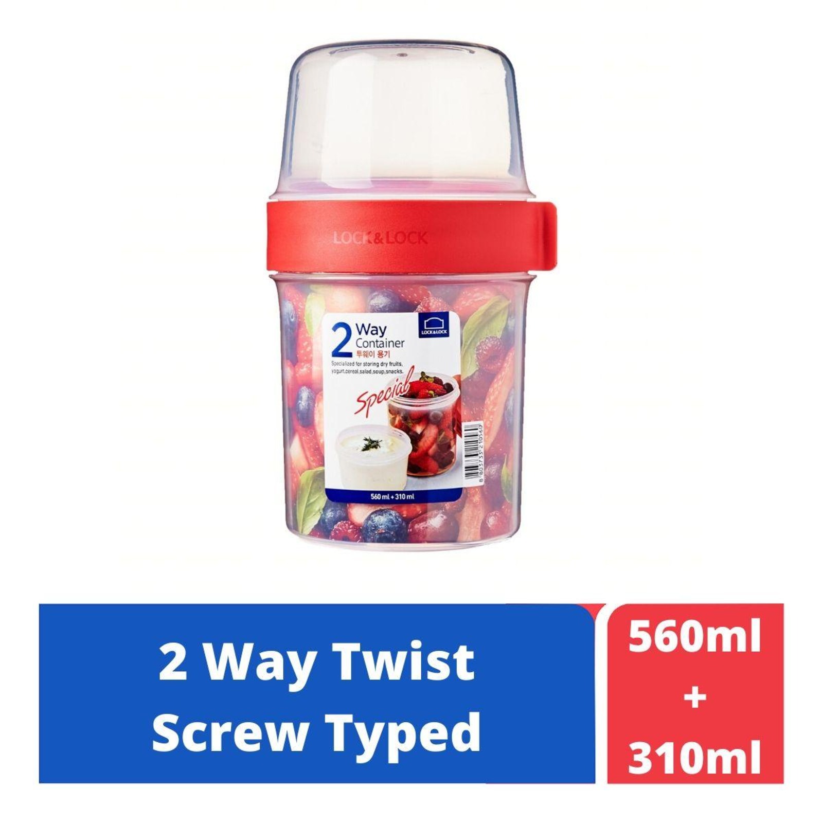 LOCK&LOCK Twist 2Way Food Container 560Ml + 310Ml NTUC FairPrice