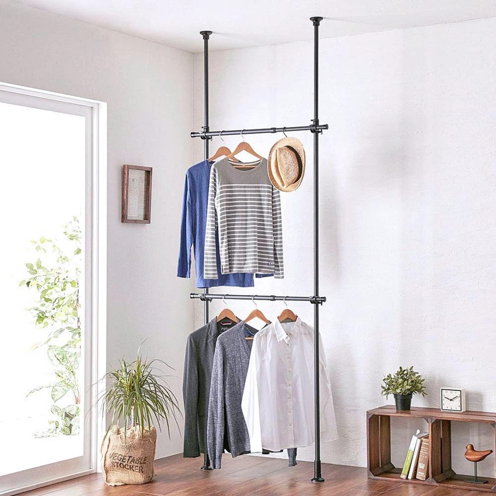 HEIAN SHINDO Adjustable Clothes Hanger Rack Black TNP3B NTUC FairPrice