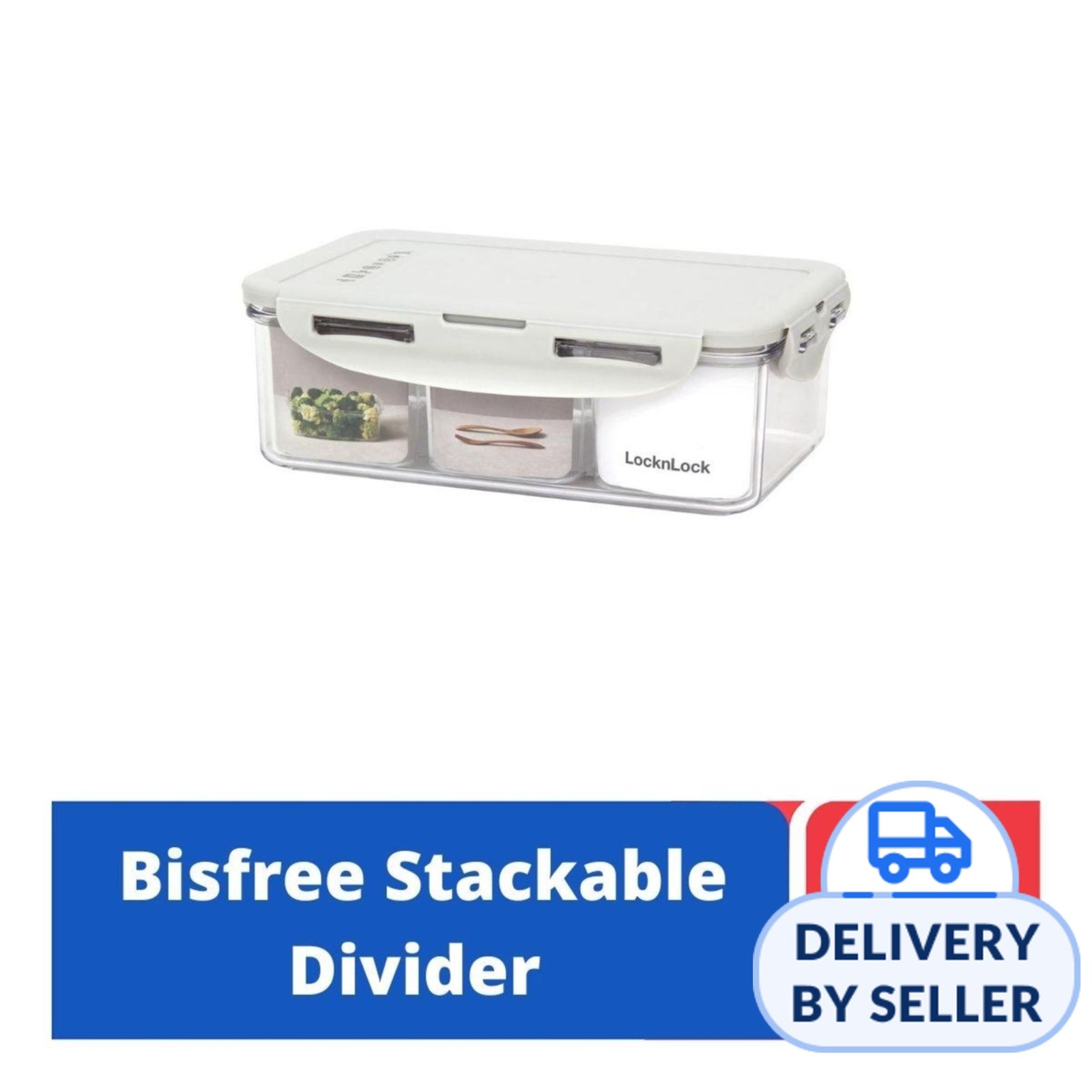 LOCK&LOCK Bisfree Rect Food Container with Divider 1.0L Grey NTUC