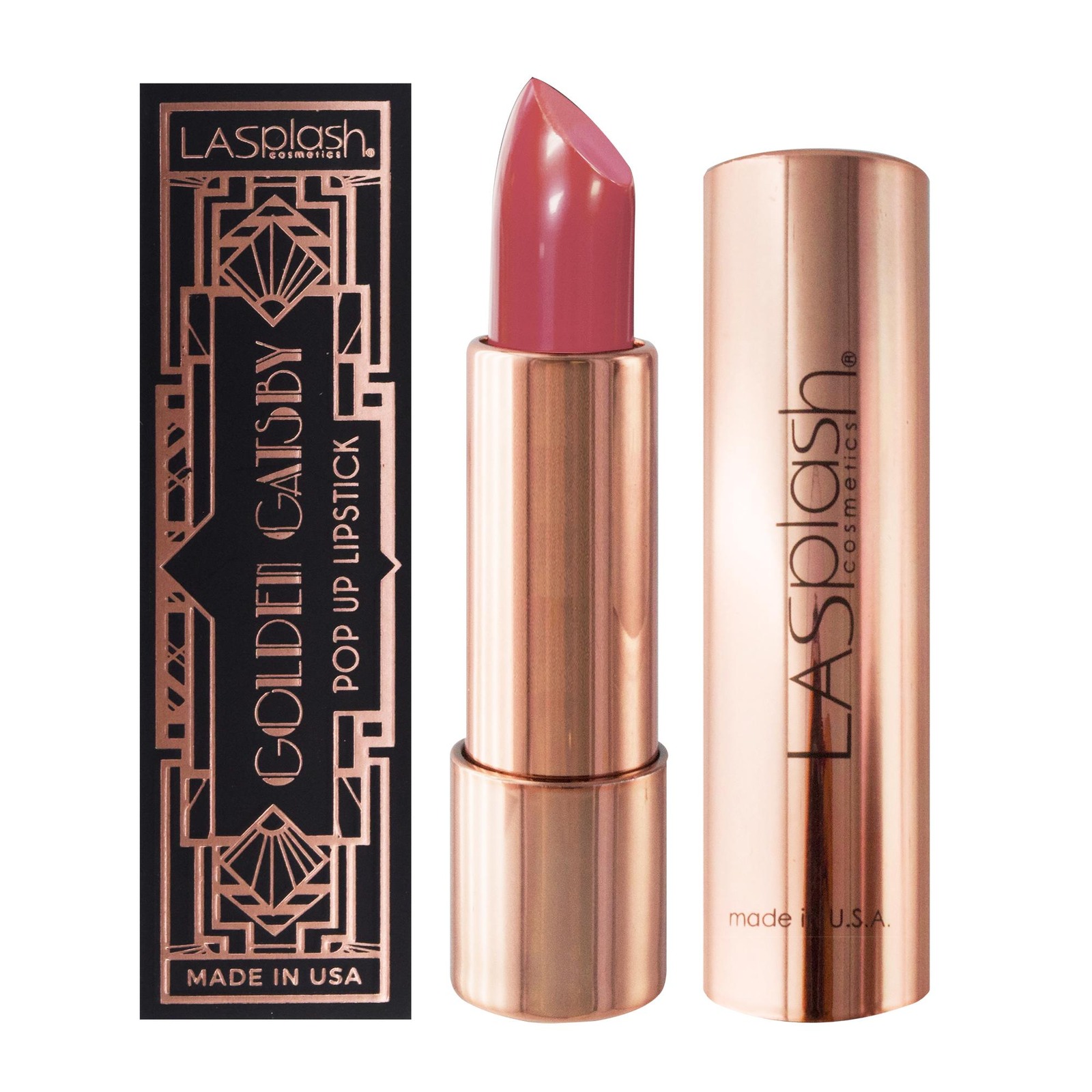 LA Splash Golden Gatsby Popup Lipstick - Rose
