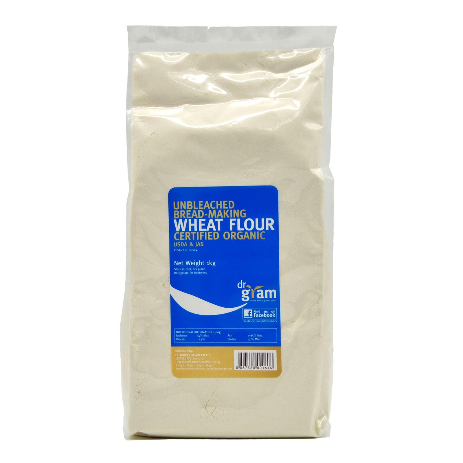 Dr Gram Organic HiProtein Unbleached Bread Wheat Flour NTUC FairPrice