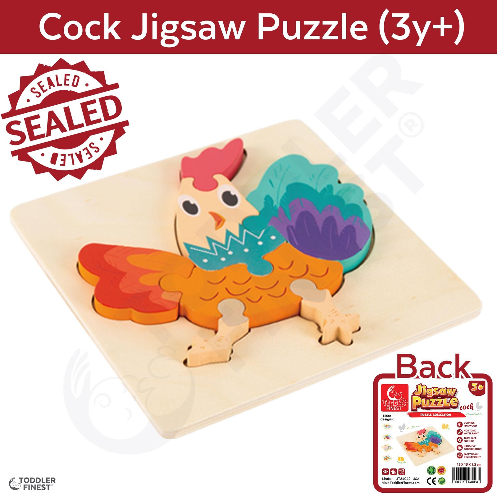 ToddlerFinest 3D Wooden Kids Jigsaw Puzzle Toys (Cock)