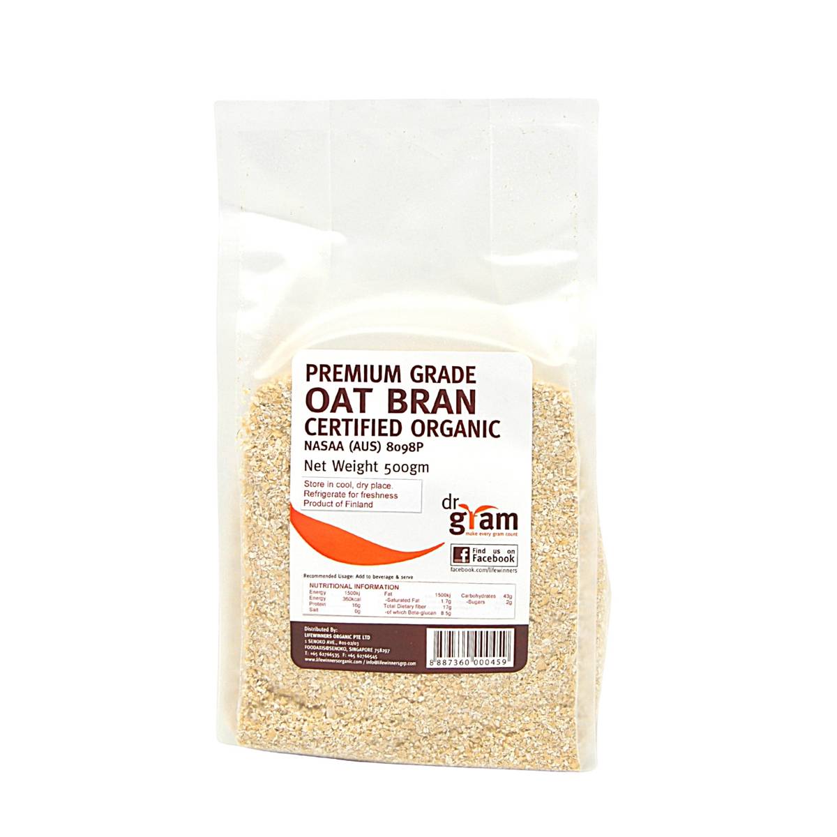 Dr Gram Organic Instant Oat Bran 500 G NTUC FairPrice