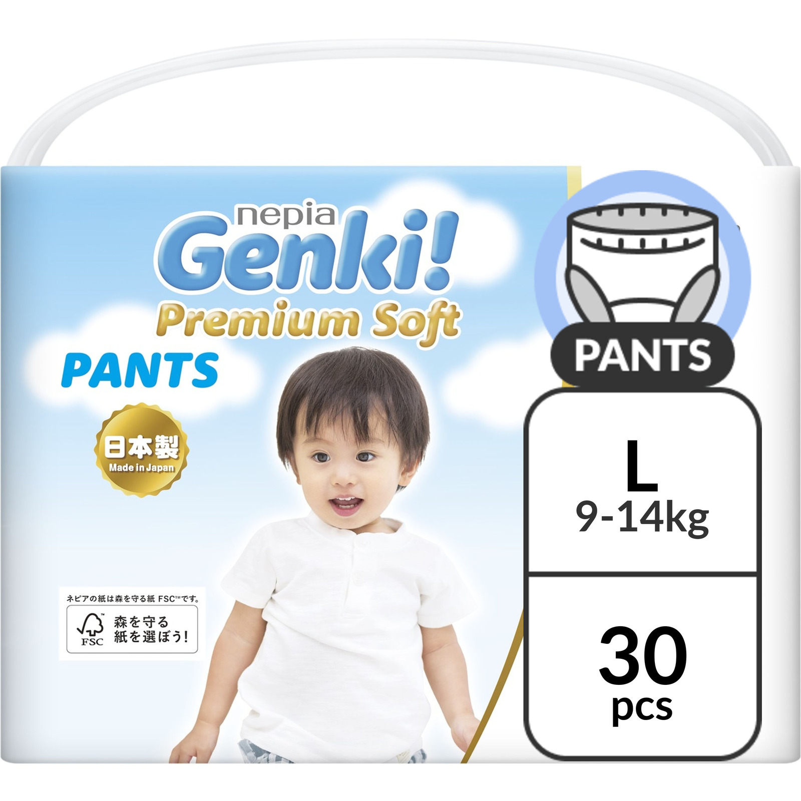 Nepia Genki Premium Soft Pants L - (9-14kg)