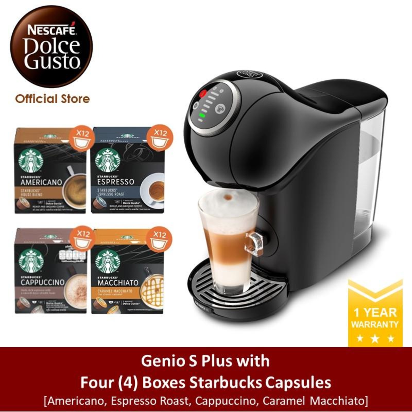 NESCAFE Dolce Gusto *GWP* Genio S Plus w 4 Starbucks Pods(B)