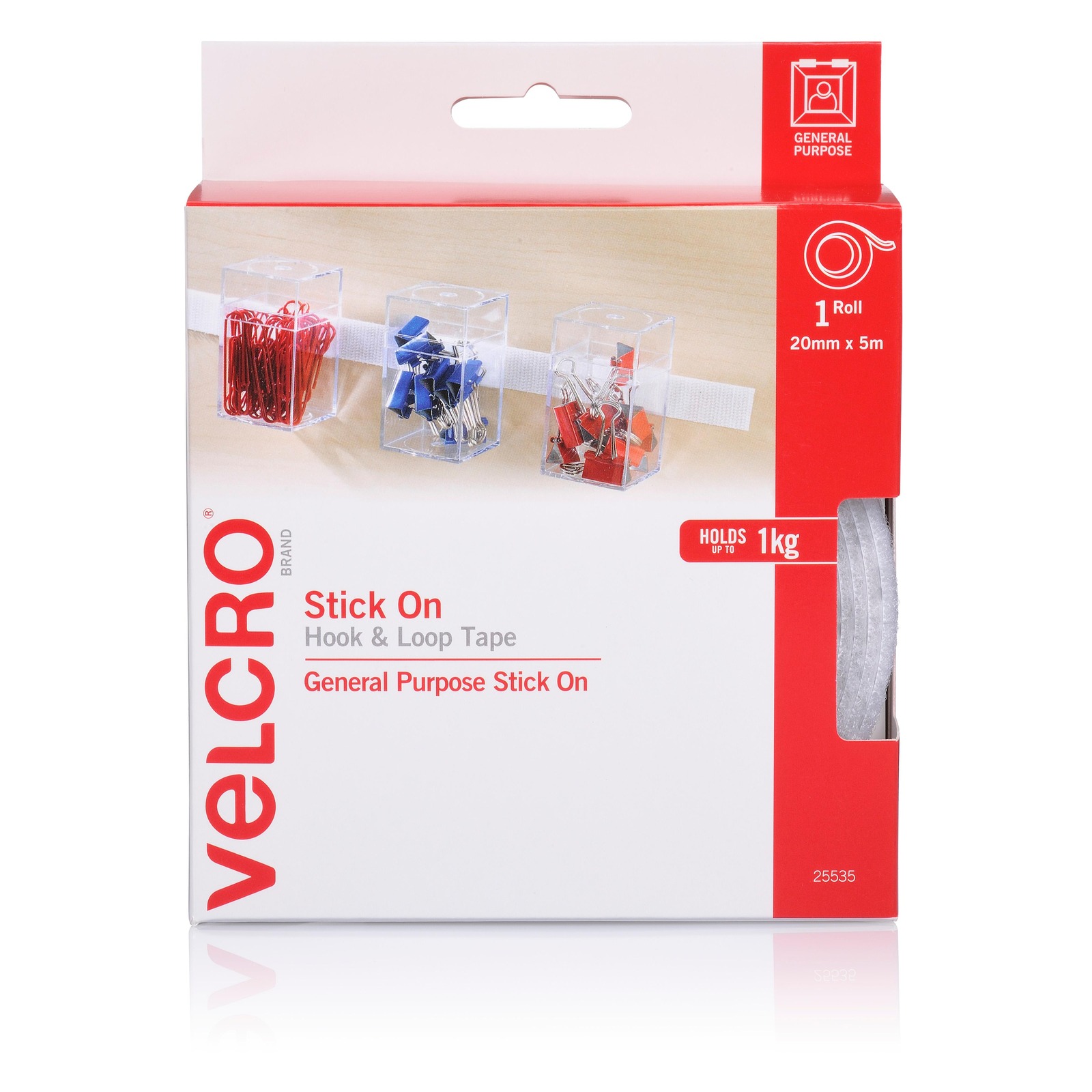 Velcro StickOn Hook and Loop Tape 20mm x 5M White NTUC FairPrice