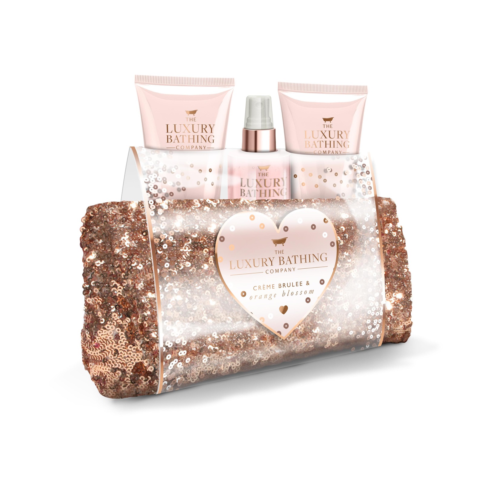 rose gold sequin clutch