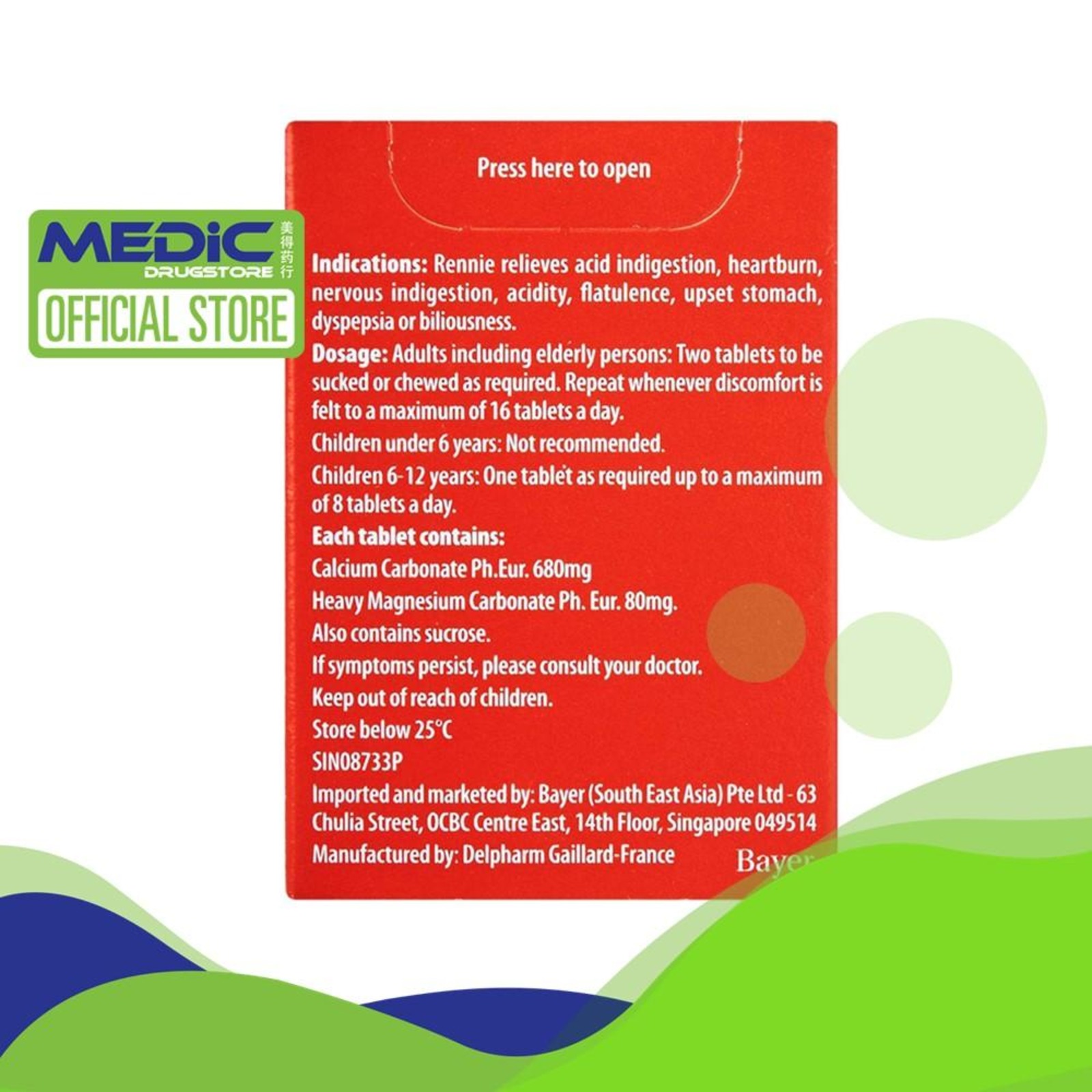 Rennie Rennie Digestive Peppermint Flavour Tablets 24s NTUC FairPrice