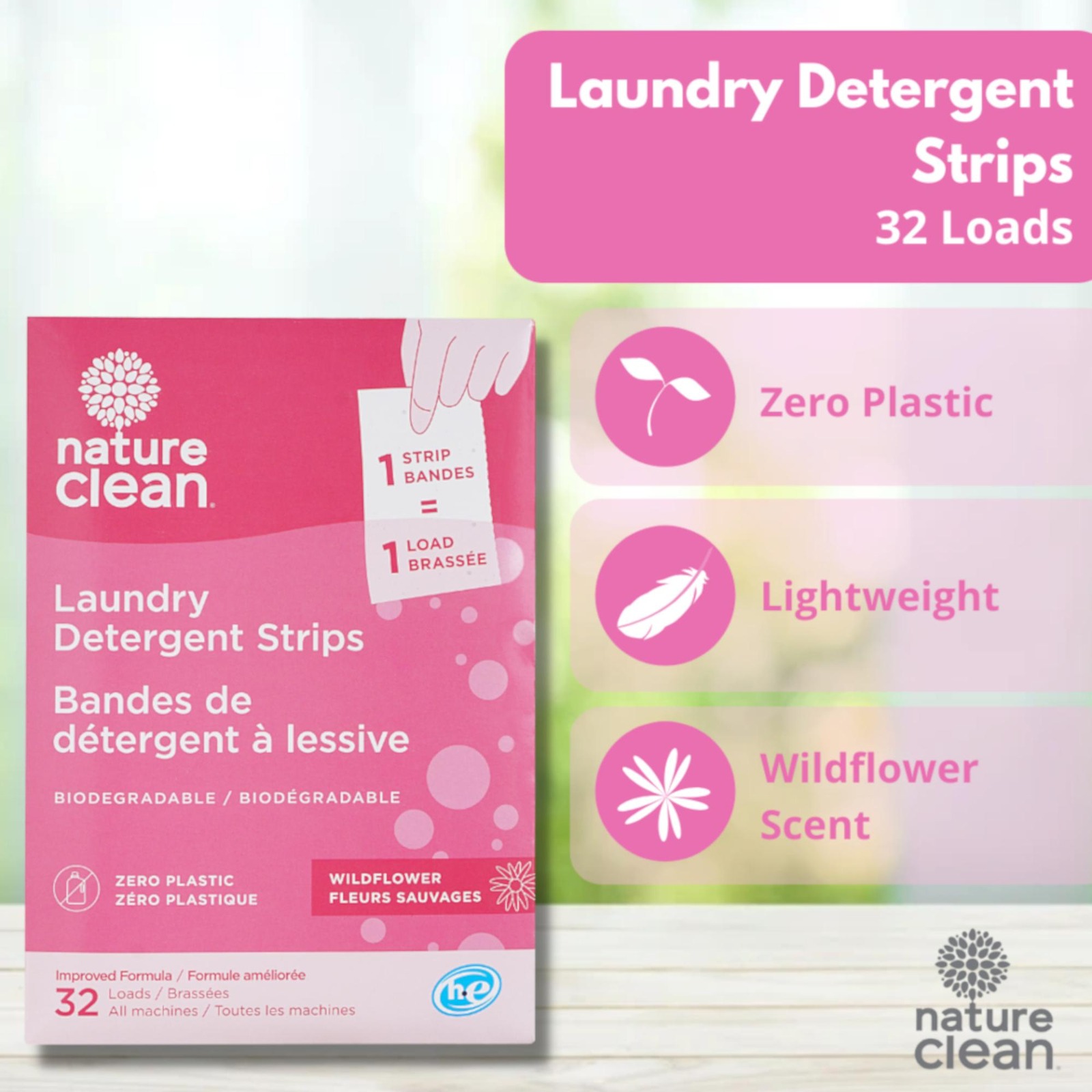 NATURE CLEAN Laundry Detergent Strips Wildflower Scent NTUC FairPrice