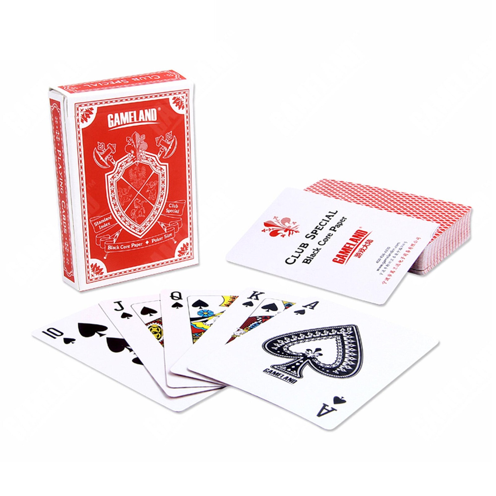 HOUZE Gameland Black Core Paper Poker Playing Cards - Red