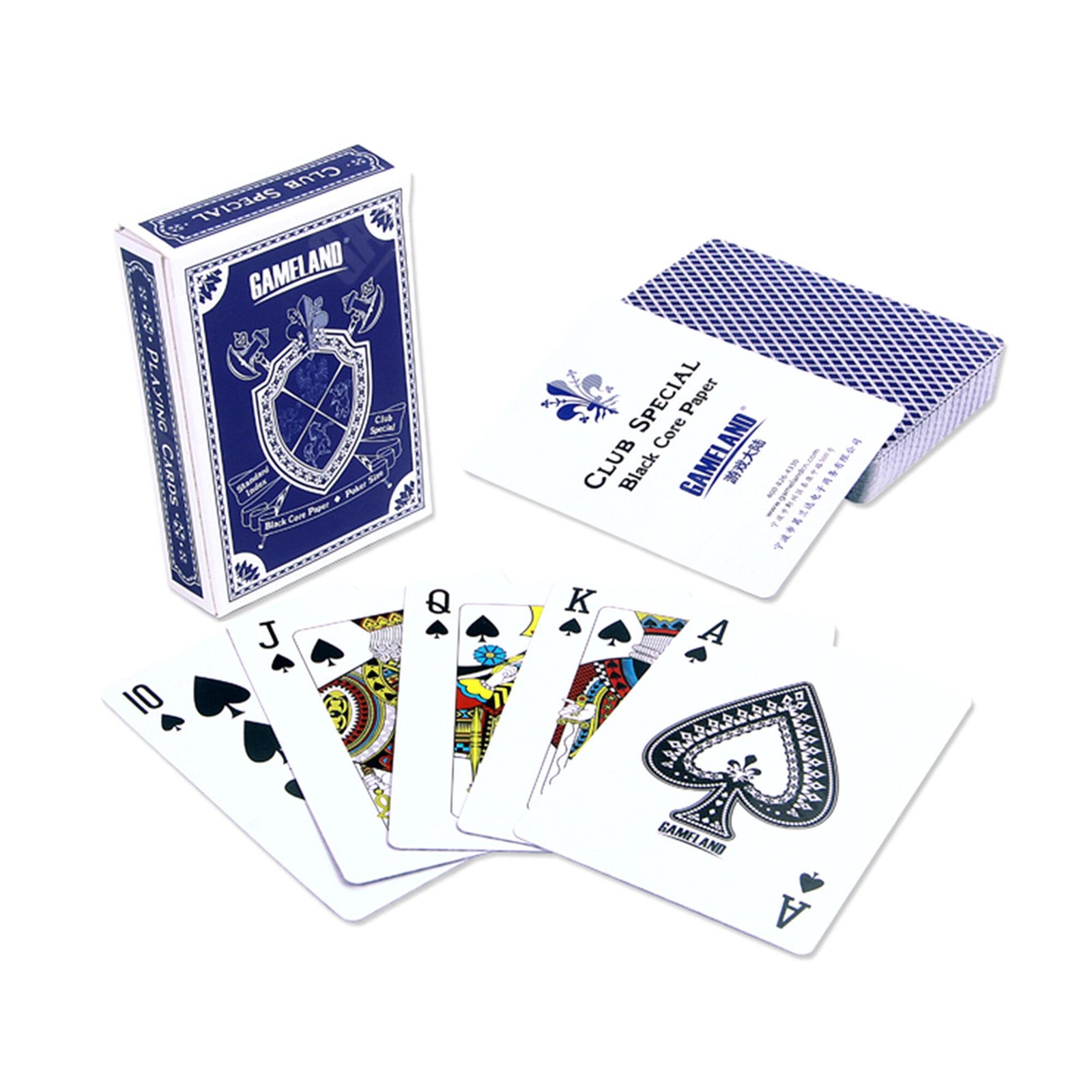 HOUZE Gameland Black Core Paper Poker Playing Cards - Blue