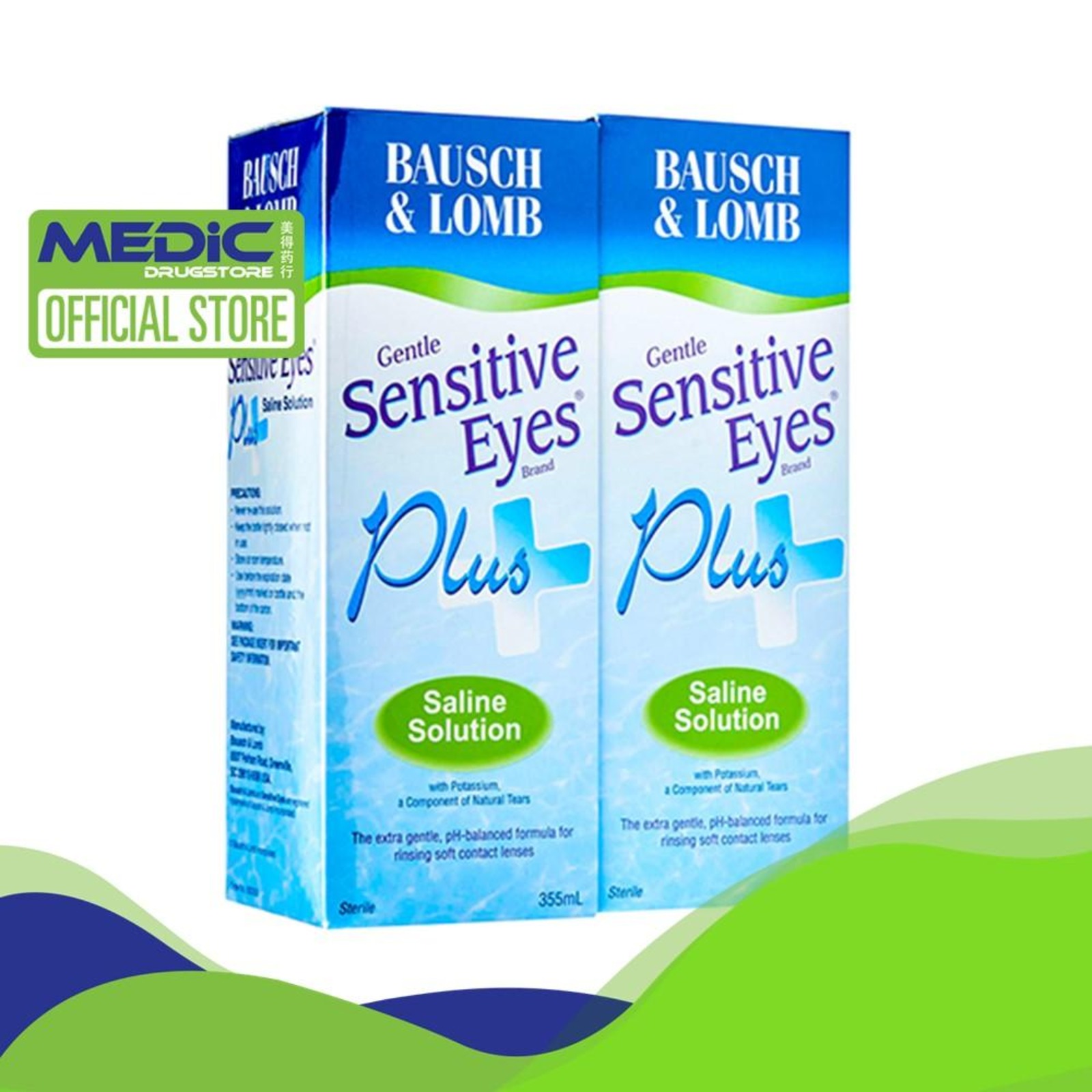 Bausch & Lomb Sensitive Eyes Plus Saline Solution (355ml x 2) NTUC