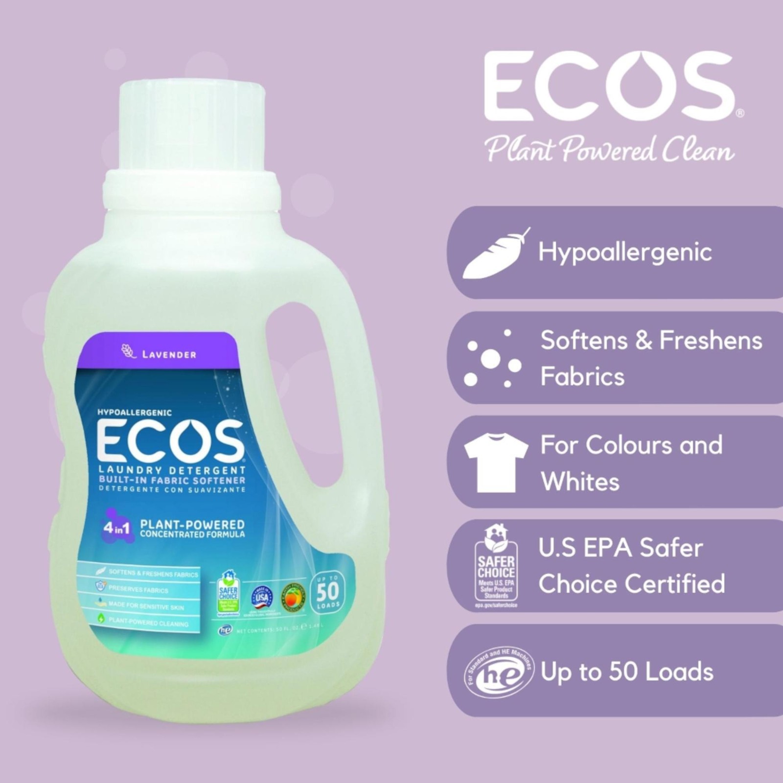 ECOS Hypoallergenic Laundry Detergent Lavender NTUC FairPrice