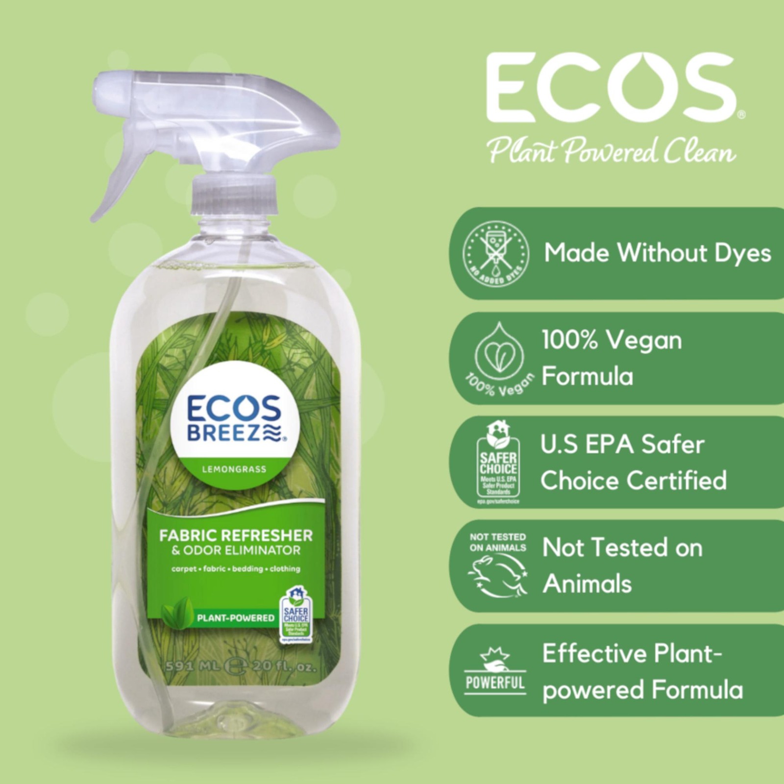 ECOS Breeze Fabric & Carpet Odor Eliminator Lemongrass NTUC FairPrice